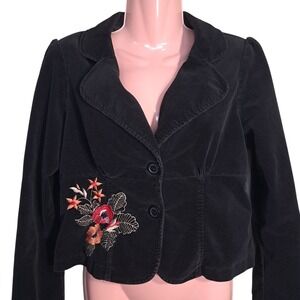 Tempted Women's Jacket Size M Long Sleeves Cropped Floral Design Lining Corduroy